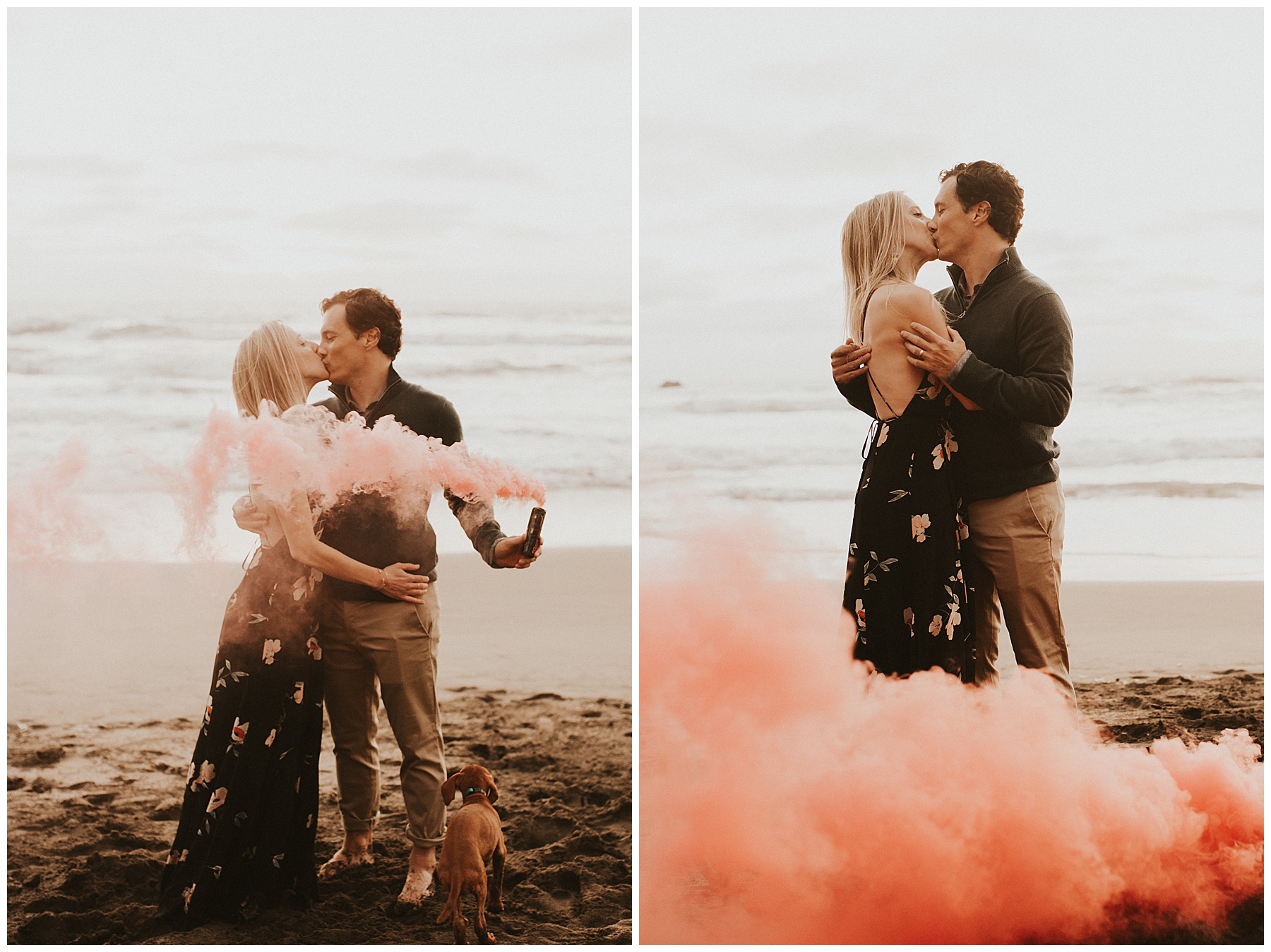 Beach color bomb anniversary session - Mussel Rock Park by Juju Photography
