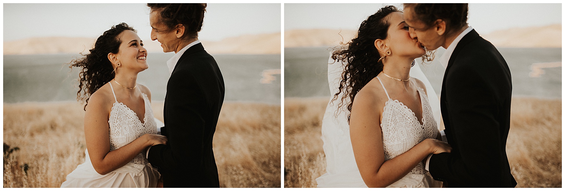Giselle and Andre’s sunset bohemian California elopement - Photographed by Juju Photography - California and destination wedding photographer