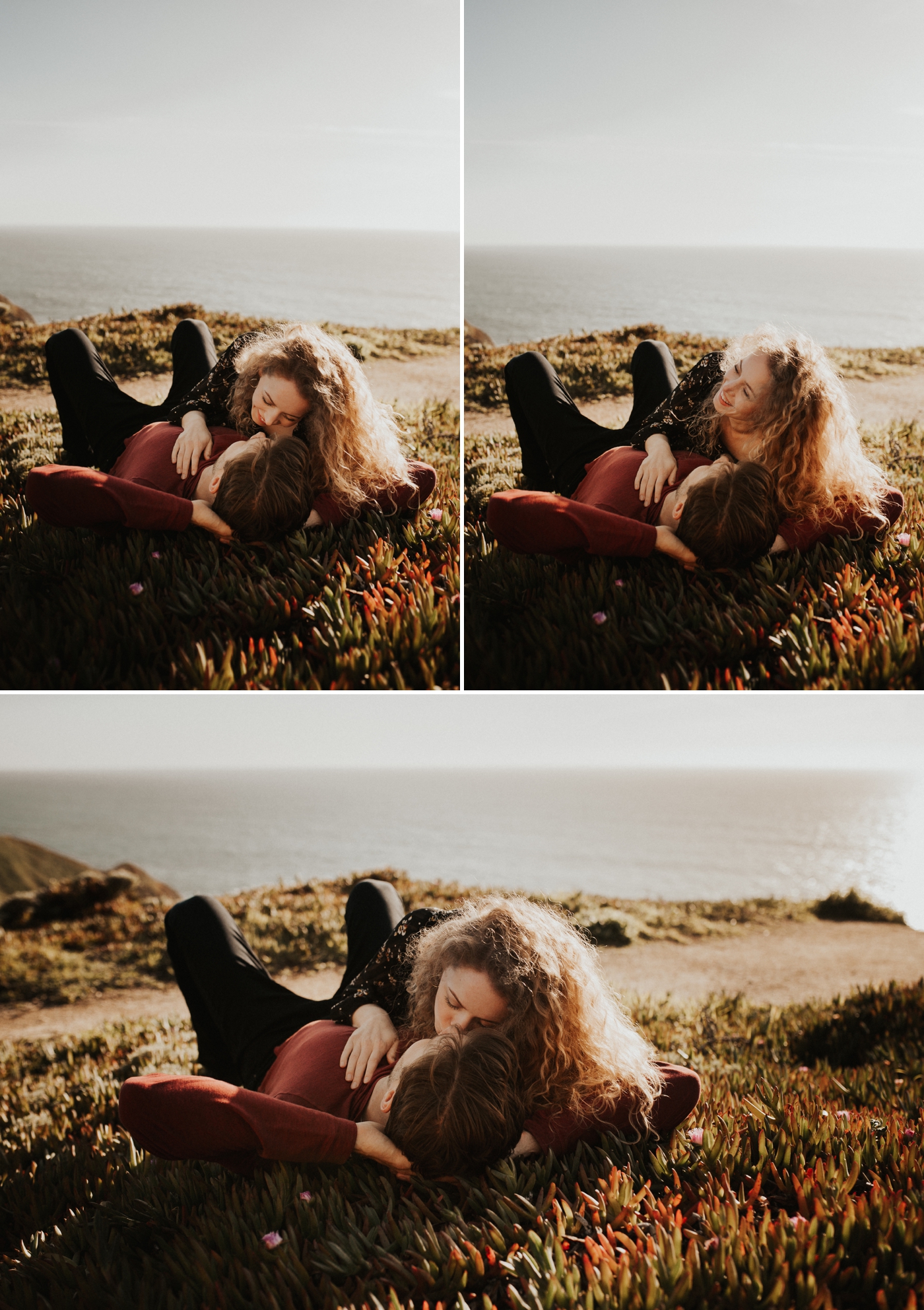 Sunset engagement session at Gray Whale Cove by Juju Photography