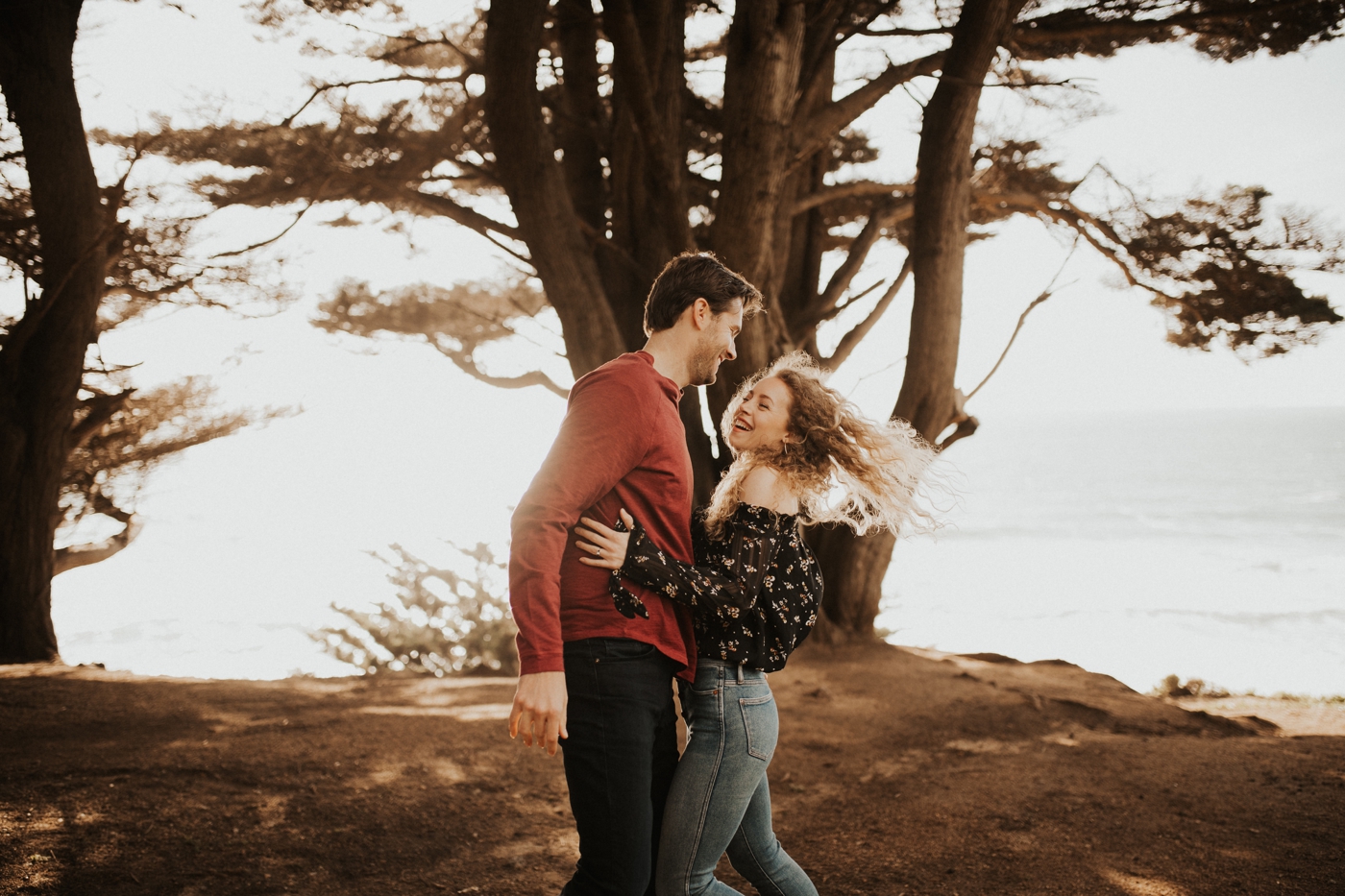 Sunset beach engagement session in Half Moon Bay, California
