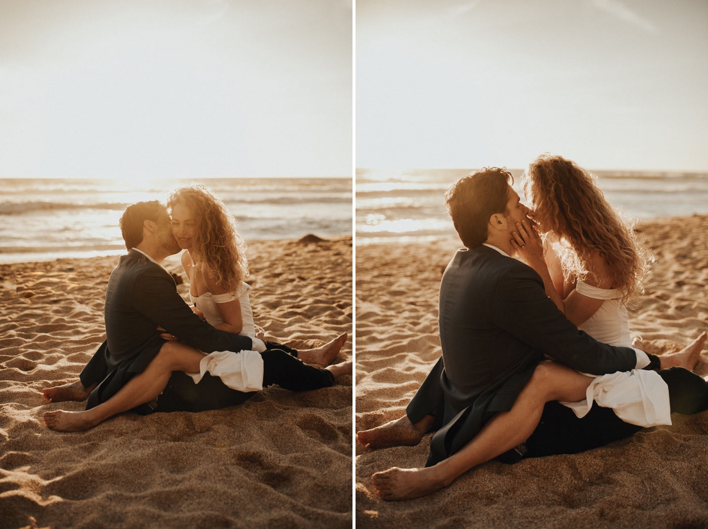 Stefanie and Cameron’s sunset engagement session at Gray Whale Cove by Juju Photography