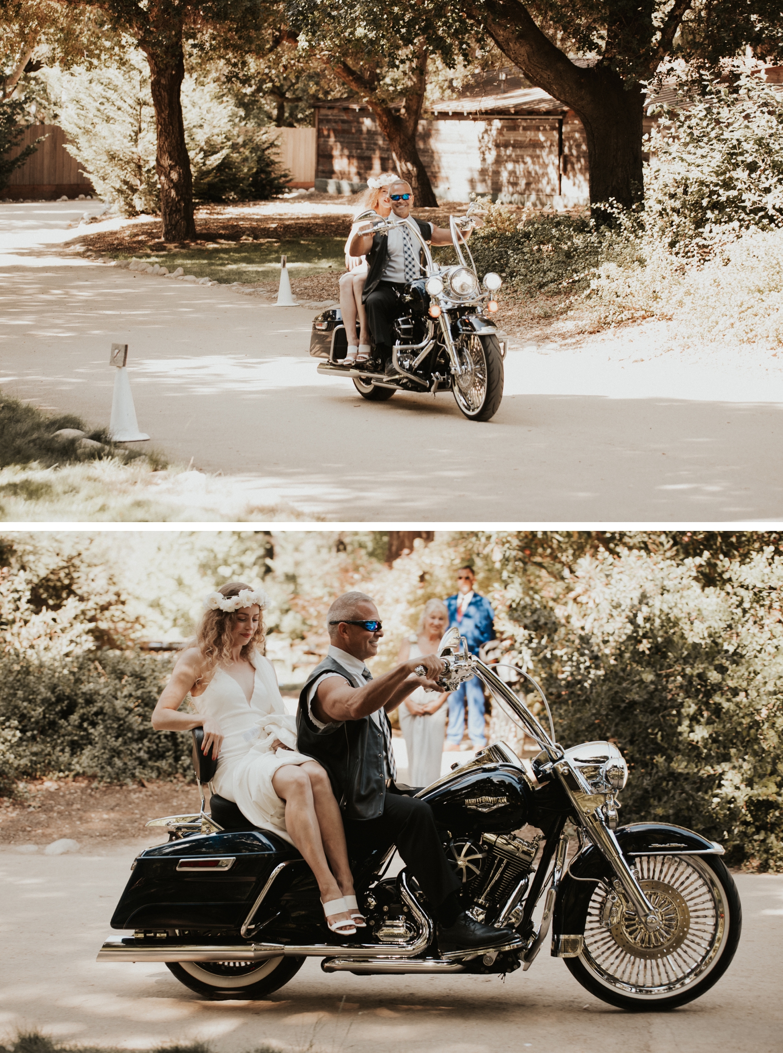 Motorcycle Bride Entrance, Juju Photography, California Wedding Photographer